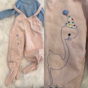 Vintage Baby Corderoy Overalls & Top Embroidered